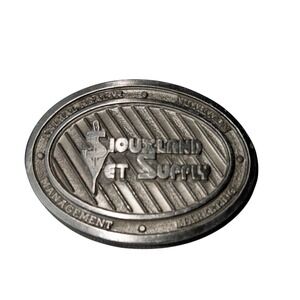 Vintage Silver Toned Siouxland Vet Supply Buckle Animal Health Nutrition Ranch‎
